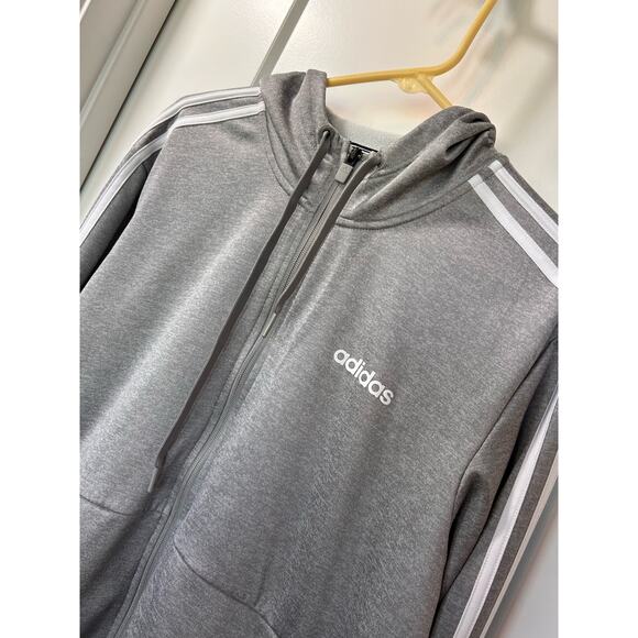 Adidas Men's‎ Fleece Tech Hooded Full Zip Sweatshirt Pullover Gary Size Medium - Picture 5 of 14